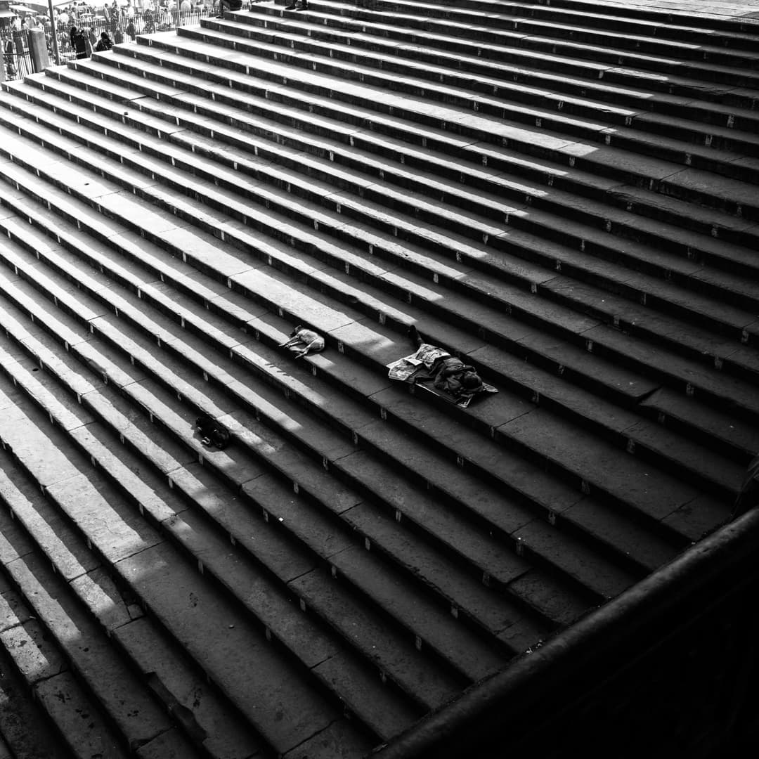 The great steps at rest, between prayers